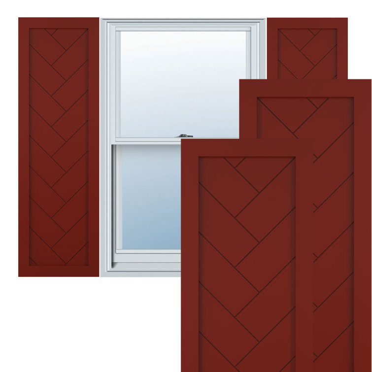 True Fit PVC Single Panel Herringbone Modern Style Fixed Mount Shutters