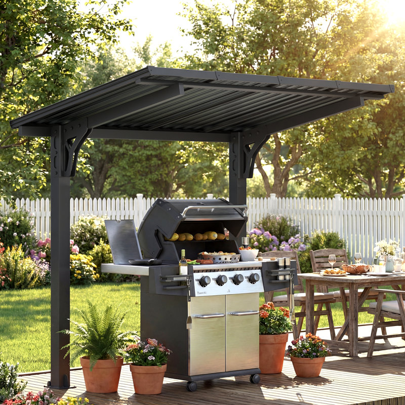 Pergola extérieure autoportante avec barbecue intégré pour terrasse, H 86,4 po x l 93,6 po x P 61,8 po