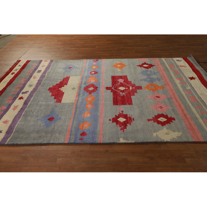 Tapis oriental à motif de teinture de légumes Gabbeh 6 x 9