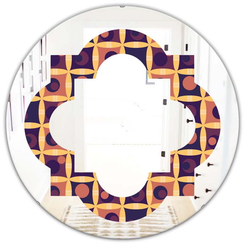 Miroir mural quadrilobe éclectique, H 31,5 po x l po