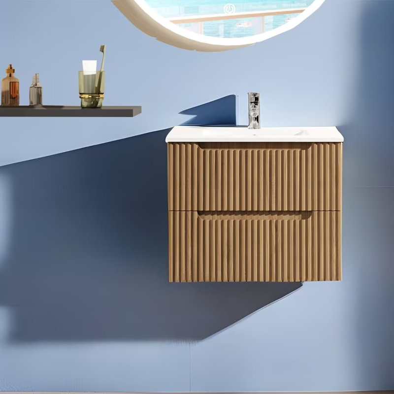 Meuble-lavabo simple 24 po avec plateau en bois massif Lowoft