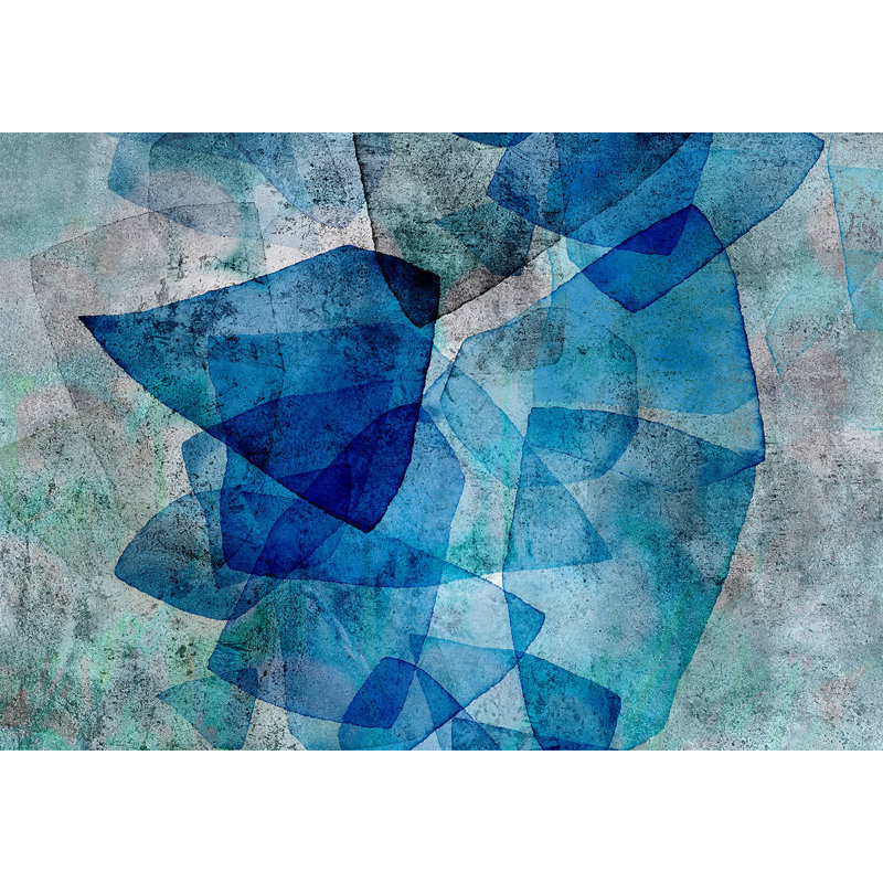 Murale abstraite pelez et collez - mosaïque saphir, L 82 po x l 115 po