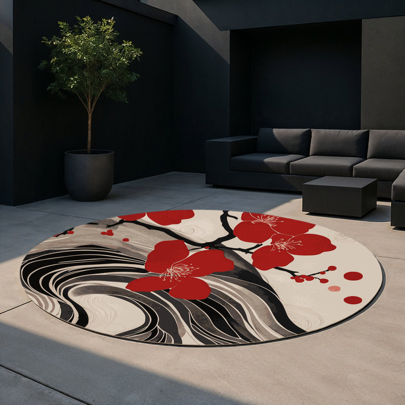 Tapis intérieur et extérieur Whispering Tide, Rond 5 pi