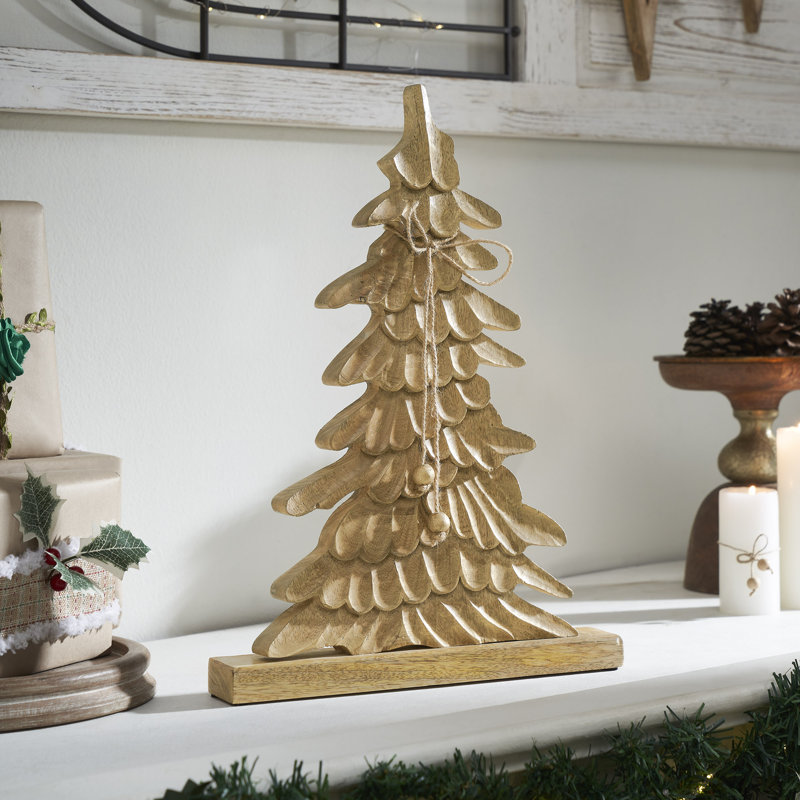 Arbre en bois doré brossé Winter Wonder, H 17 po x l 12 po x P 2 po