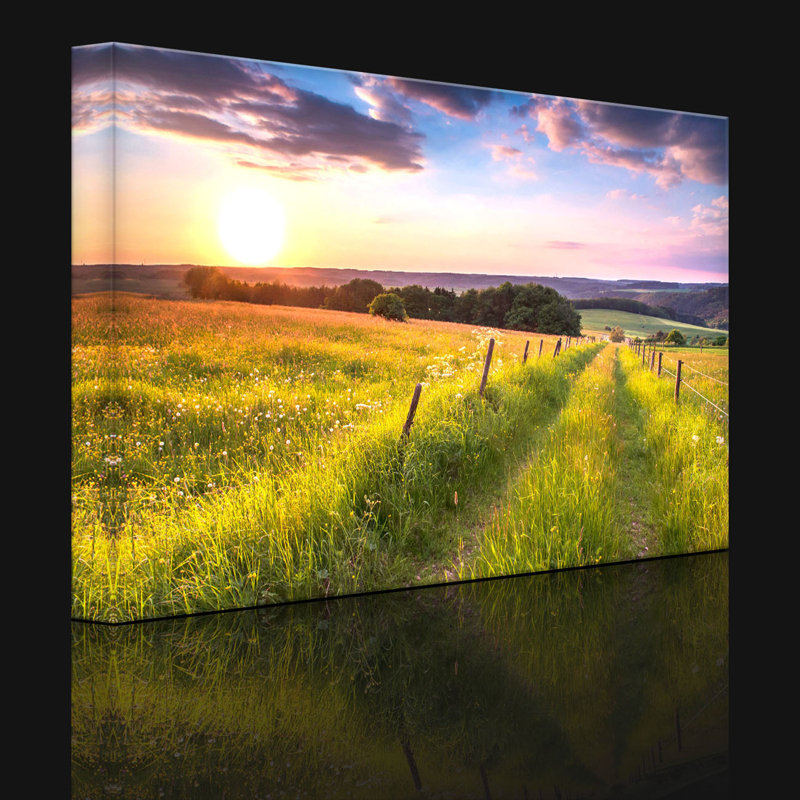 Beautiful Mountain Meadow At Sunrise by No - Wrapped Canvas Print, 40cm H x 60cm W x 4.5cm D, With lighting