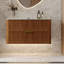 Base de meuble-lavabo simple 36 po seulement, base de meuble-lavabo brun avec plateau en pierre frittée blanche, poignée dorée, sans lavabo