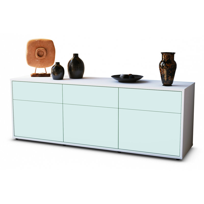 Wynkoop Unfinished TV Stand for TVs up to 60", Light Blue / Matte White