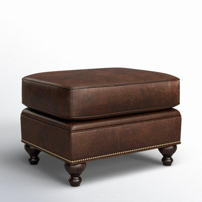 Harrison 18.5" Wide Genuine Leather Rectangle Standard Ottoman by Carolina Upholstery Studio