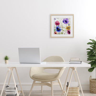 Modern Spring Garden Flowers Framed Print Under Glass, design by Sasha