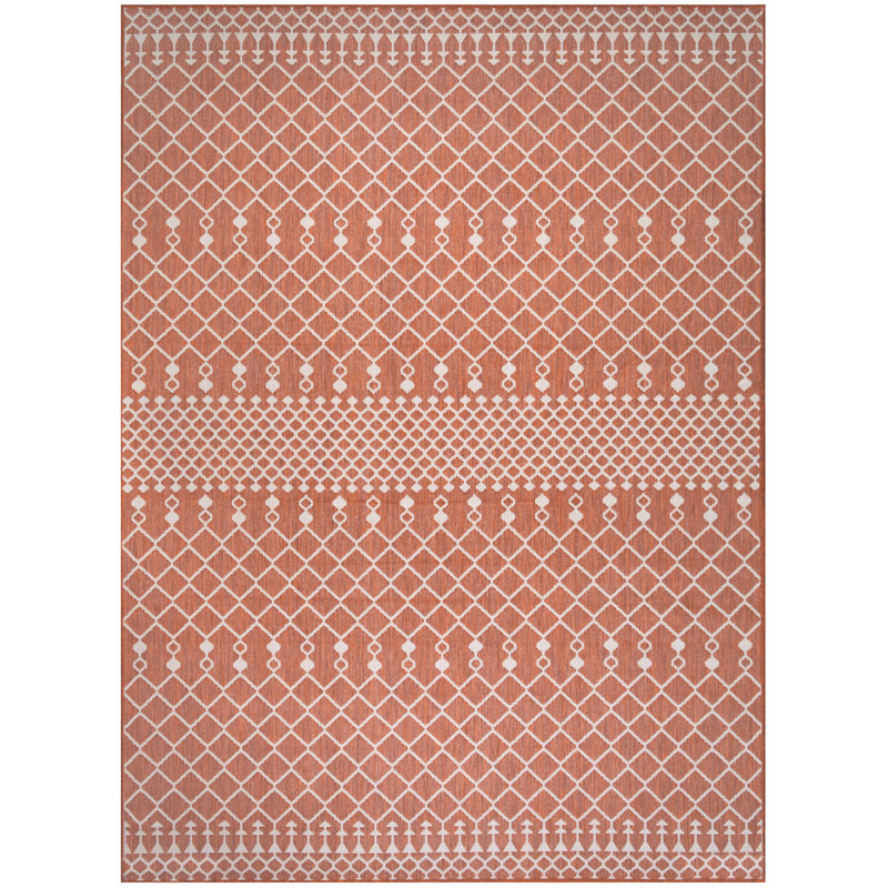 Robbs Rectangle Indoor/Outdoor Area Rug, Terracotta/Orange, Rectangle 8' x 10'