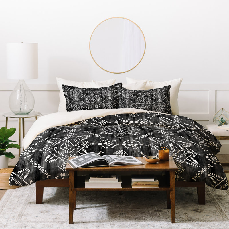 Ensemble de housse de couette Schatzi, Housse de couette pour très grand lit et 2 très , Noir