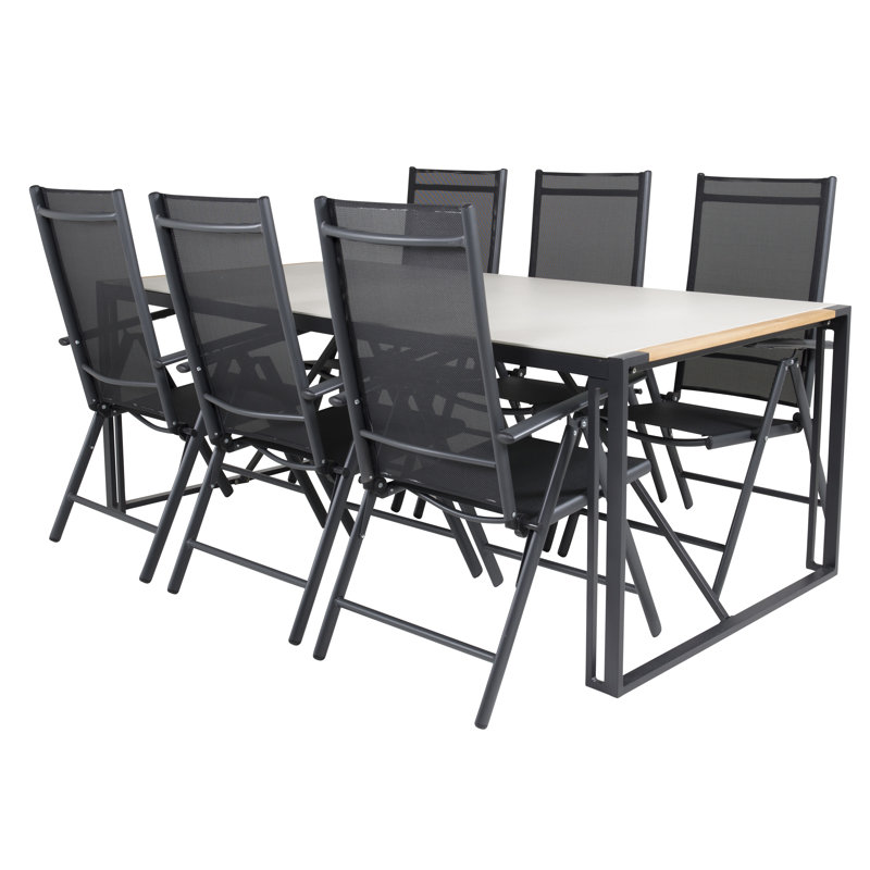 Deandre 6 - Person Teak Solid Wood Patio Dining Set Rectangular Table