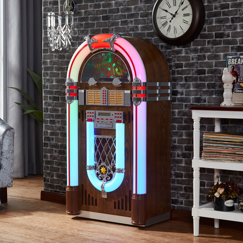 Arkrocket Saturn V Full Size Jukebox Vinyl Record Player Bluetooth USB SD CD Player Radio Turntable