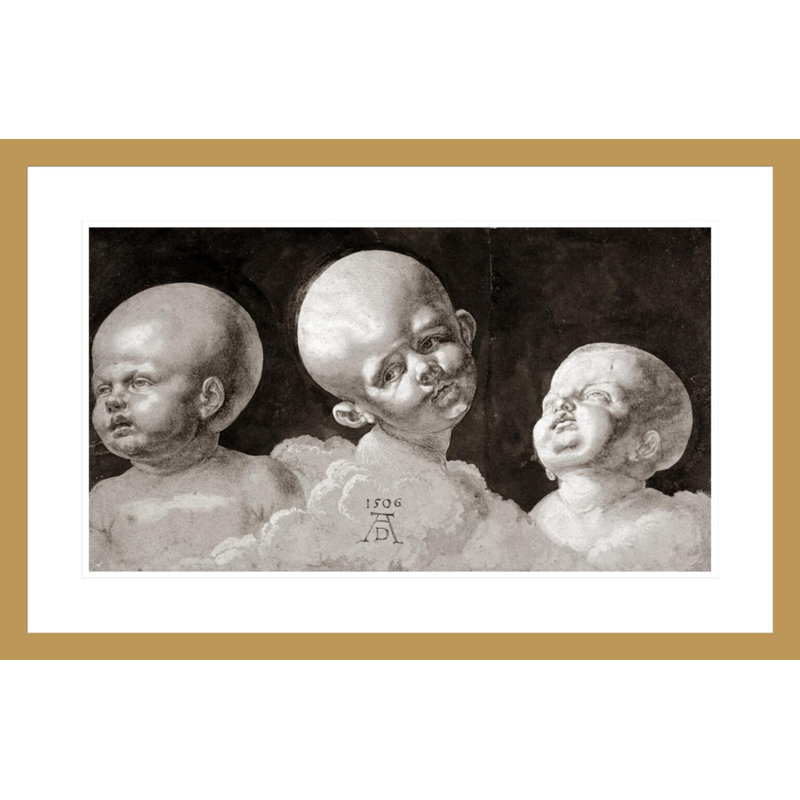 «Three Heads of Children» par Albrecht Dürer, impression giclée sur cadre, H 19,22 po x l 29,5 po