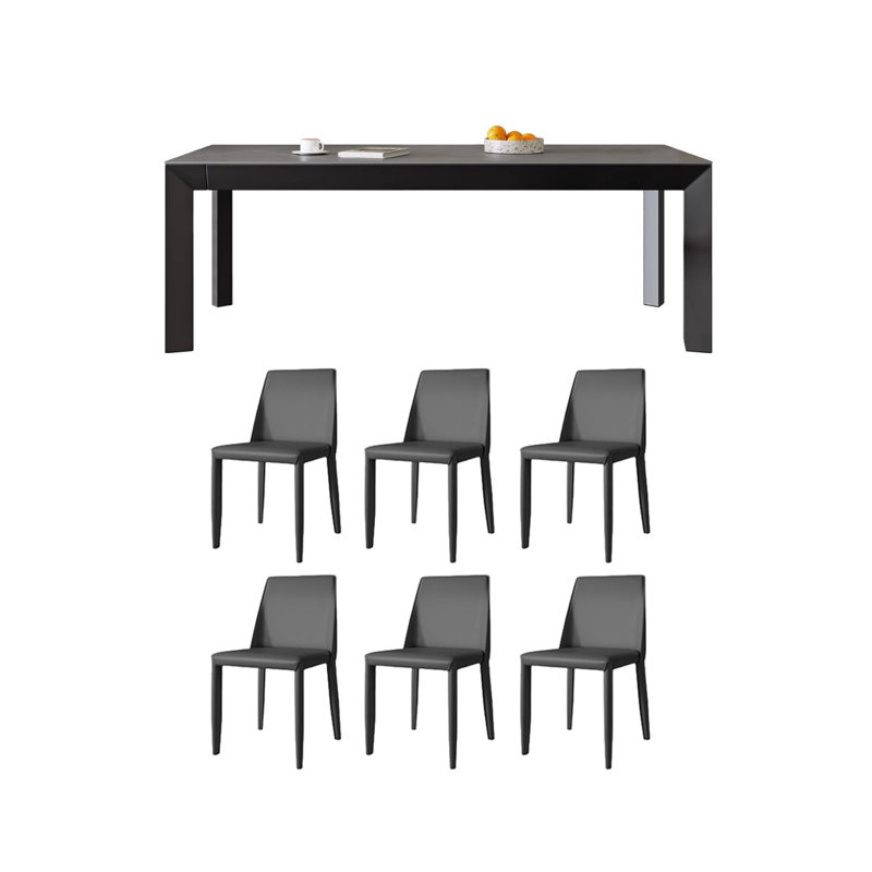 Simple modern Small apartment dining table set, 29.52"H x 78.74"L x 31.49"W, 7