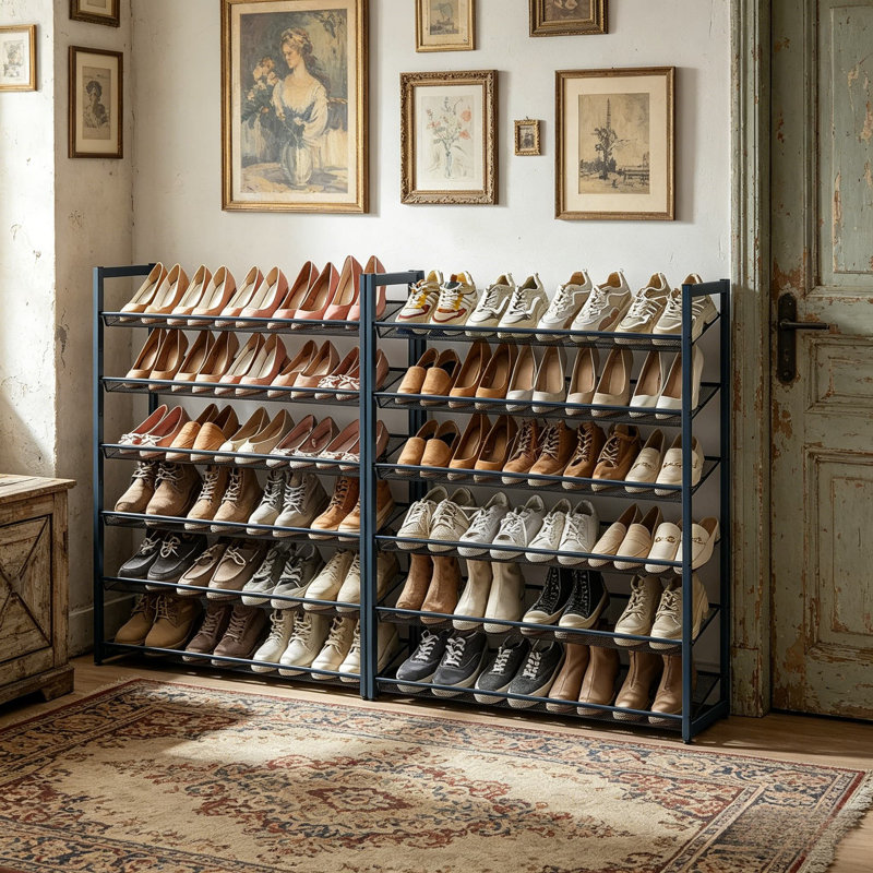 12-Tier Stackable Shoe Rack Organizer With Adjustable Shelves, Large Capacity Metal Shoe Storage For Entryway, Garage, Holds Up To 60 Pairs, Sturdy And Stable Design