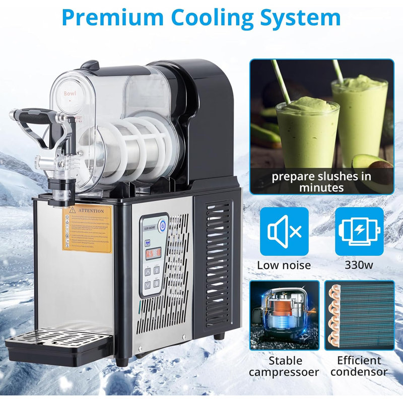 Commercial Stainless Steel Frozen Drink Slushie Margarita Maker, Multi-Mode Machine with Built-In Self-Clean Function, Makes Smoothies & Soft Ice Cream for Home, Cafe and Restaurant Service