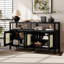 Armoire de rangement en rotin de style bohémien avec structure en bois massif, buffet avec tablettes réglables à 3 positions, conception à pousser sans poignée-865961373