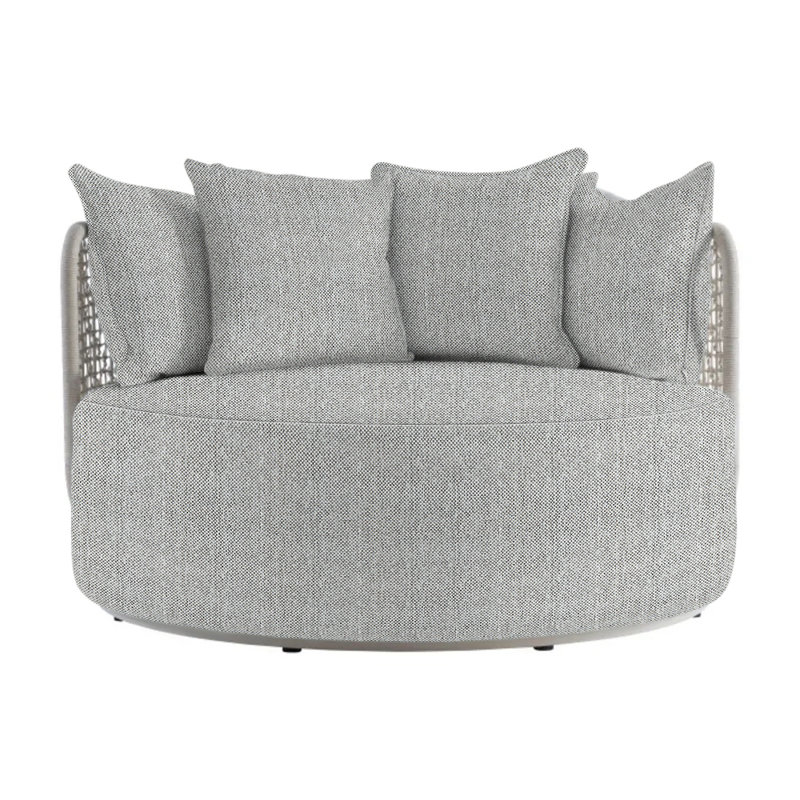 Capella Outdoor Metal Patio Daybed, Light Grey/Dark Grey Linen 6032-110