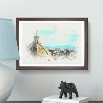 Florence Skyline with Cathedral in Abstract - Framed Print