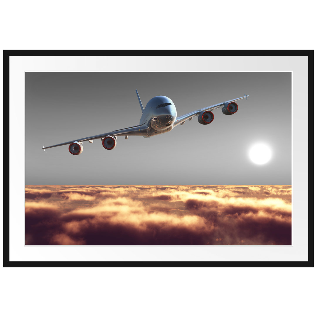 Flugzeug Gerahmter Fotodruck über Wolken