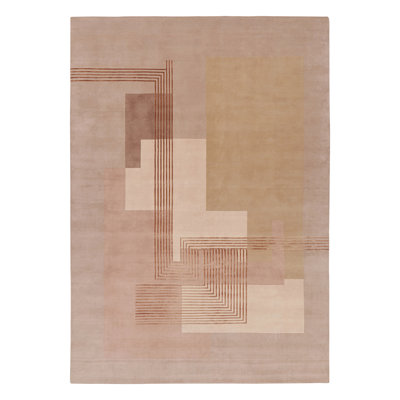 Art Deco Hand Knotted Wool Geometric Area Rug