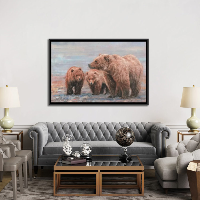 «Three Bears», impression sur toile, Toile avec cadre noir, Pas de tapis, H 32 po x l 48 po x P 1,5 po