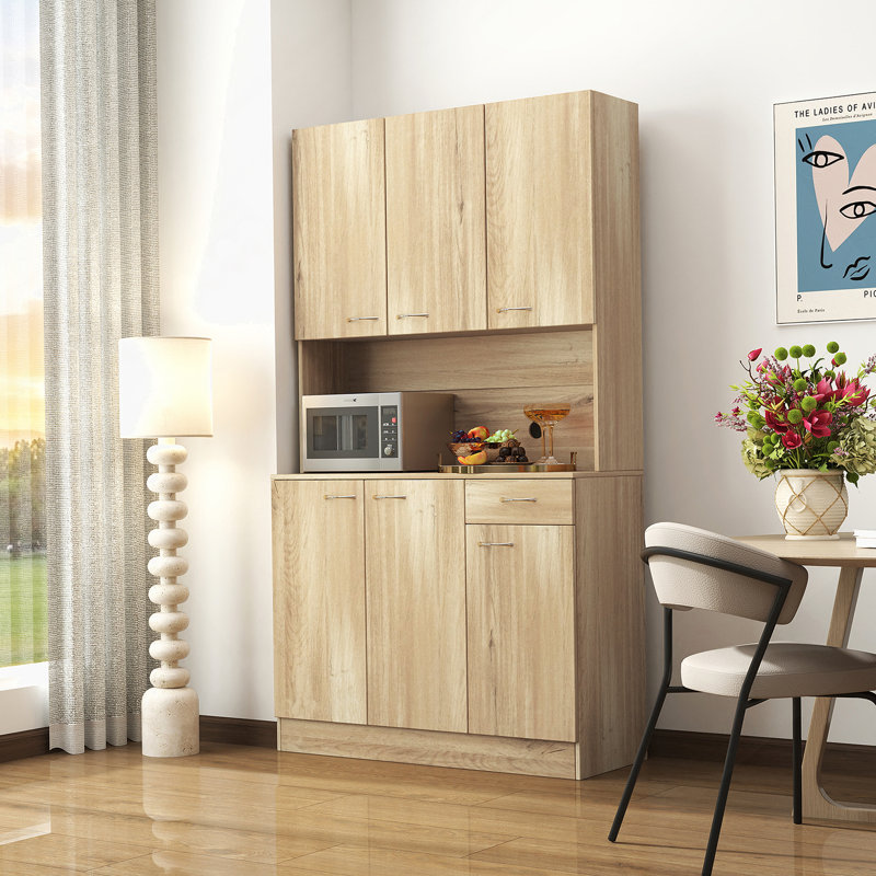 70,87 po de hauteur avec garde-robe et armoire de cuisine, avec 6 portes, 1 tablette ouverte et 1 tiroir