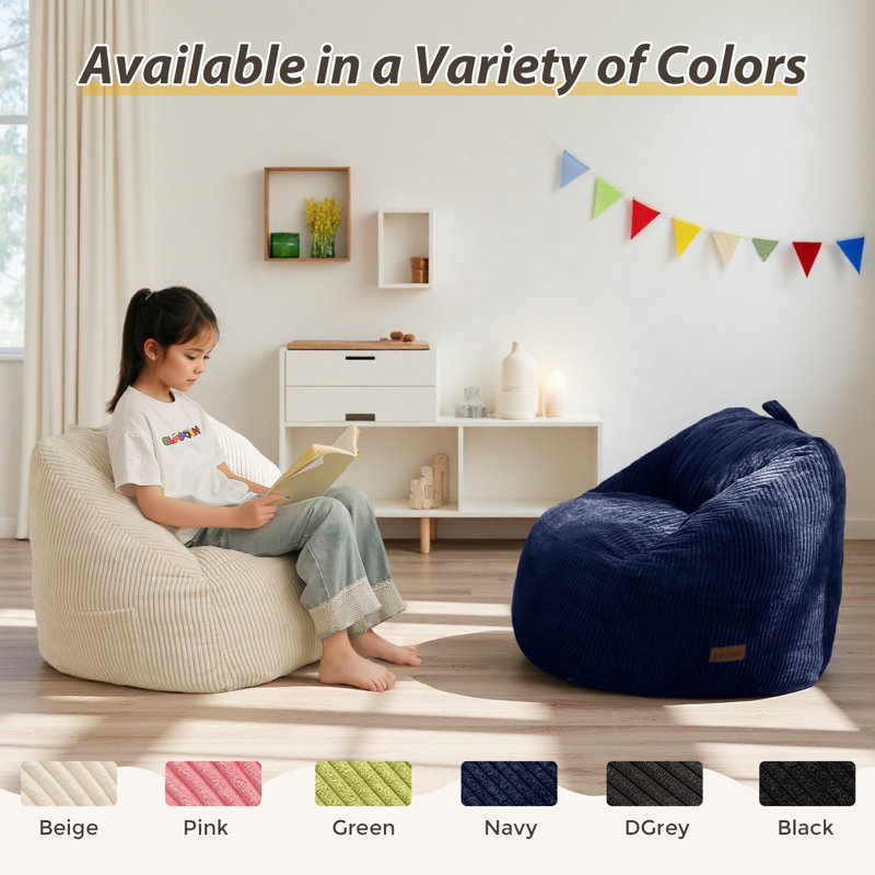 Corduroy Kids Bean Bag Chair, Navy Corduroy