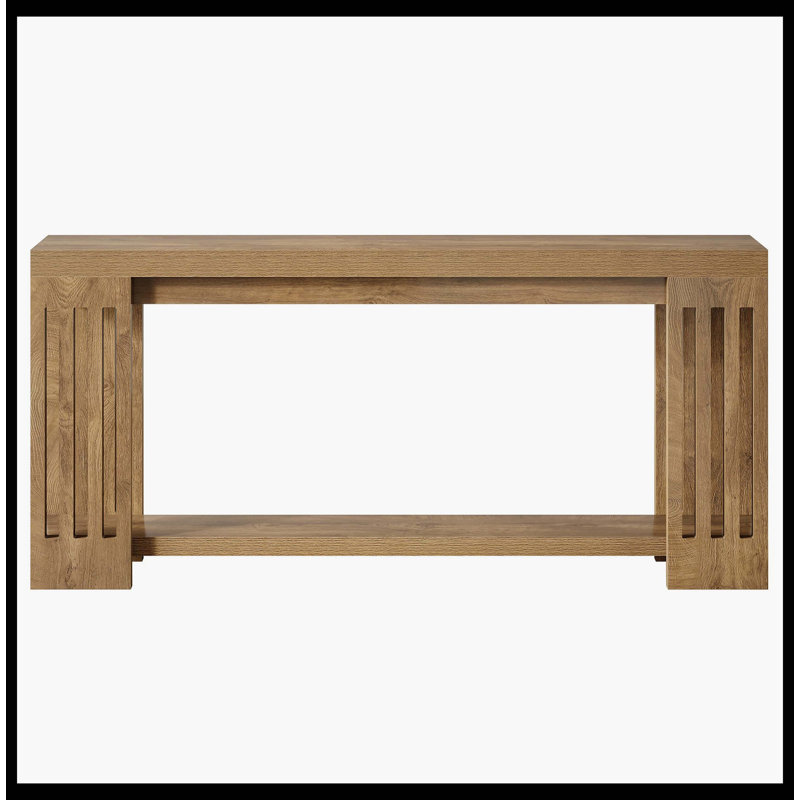 70.9" Console Table, Farmhouse 2-Tier Sofa Table With Vertical Stripe Legs