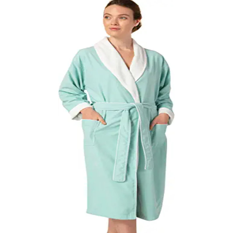 Peignoir 100% coton en ratine avec poches, TG, Rose