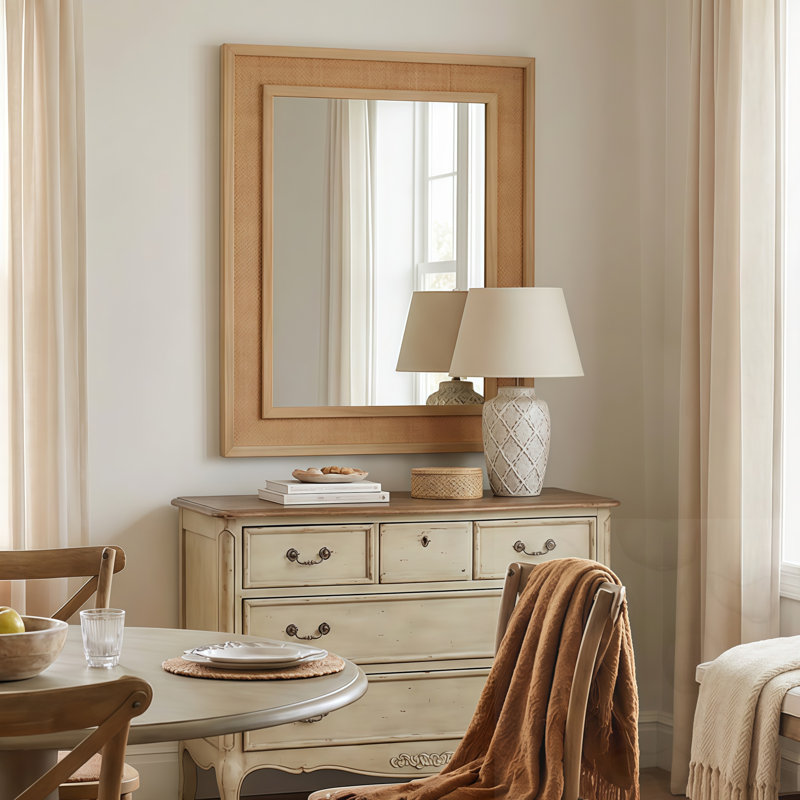 Miroir Rattan, 30 po x 20 po, Naturel