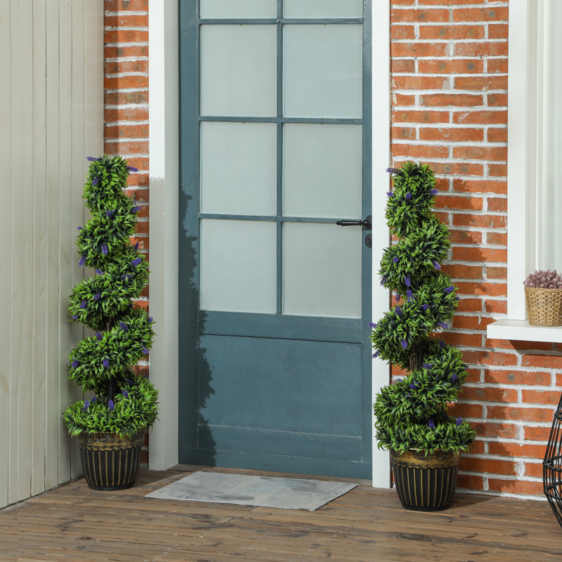 115cm Faux Lavender Plant in Cement Pot