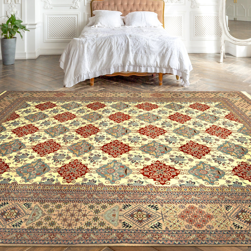 Tapis crème et beige noué à la main de haute qualité