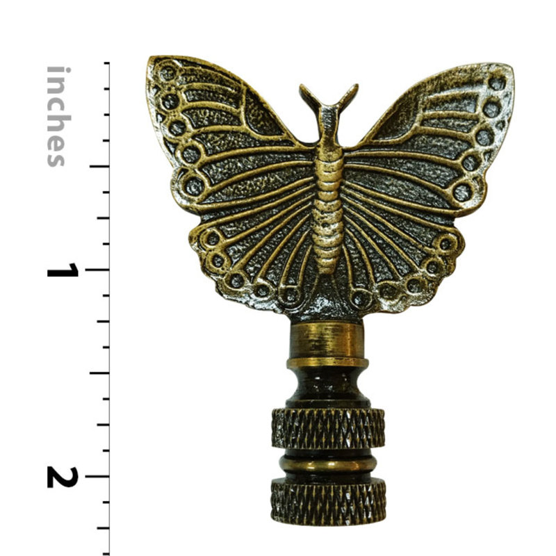 Monarch Butterfly Lamp Finial, Antique Brass