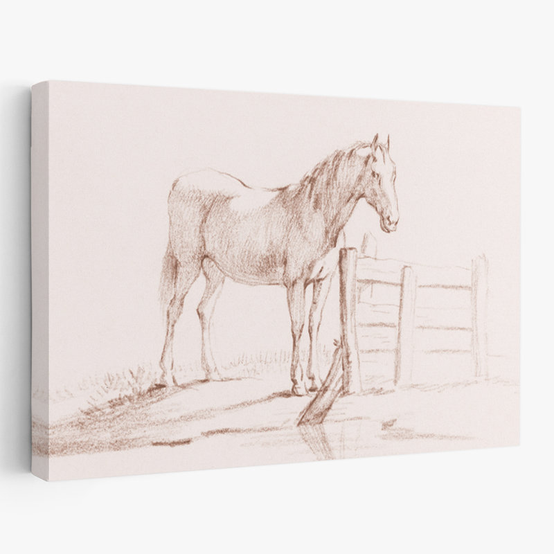 Cheval debout contemporain et moderne à une clôture, H 24 po x l 16 po