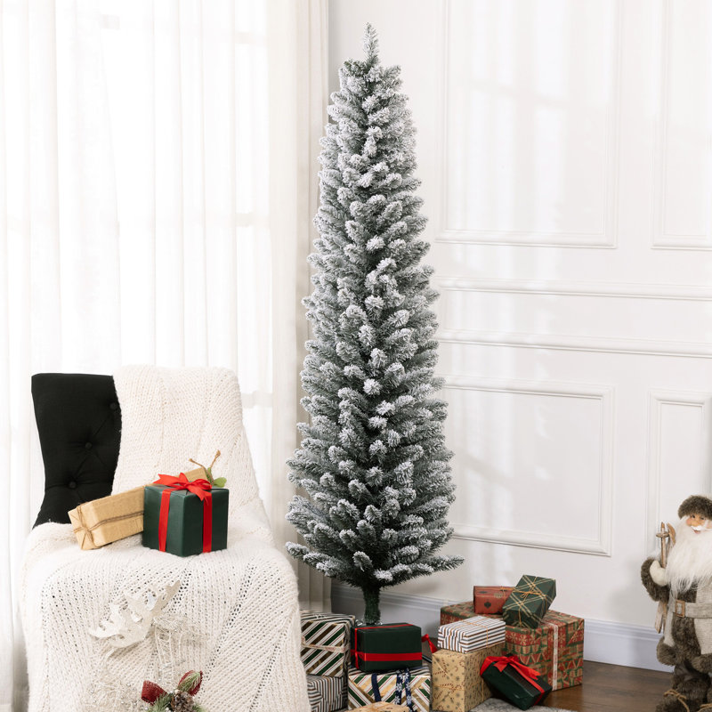 Arbre artificiel 6 pi, 329 pointes, base en métal floqué neige, Wonderful Time