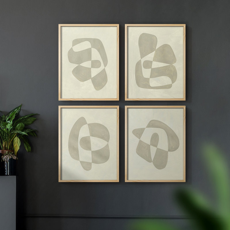 «Soft Shape I», ensemble de 4 reproductions encadrées, H 14 po x l 44 po