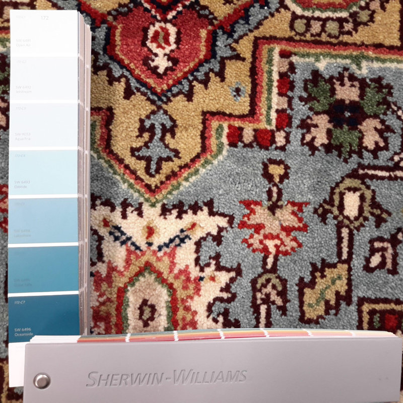 Caeley Oriental Area Rug in Blue