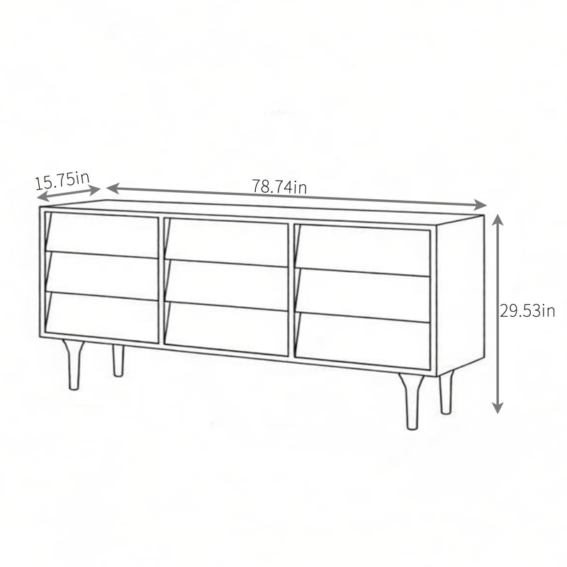 Buffet simple de haute qualité, 29.53" H x 78.74" W x 15.75" D, Walnut