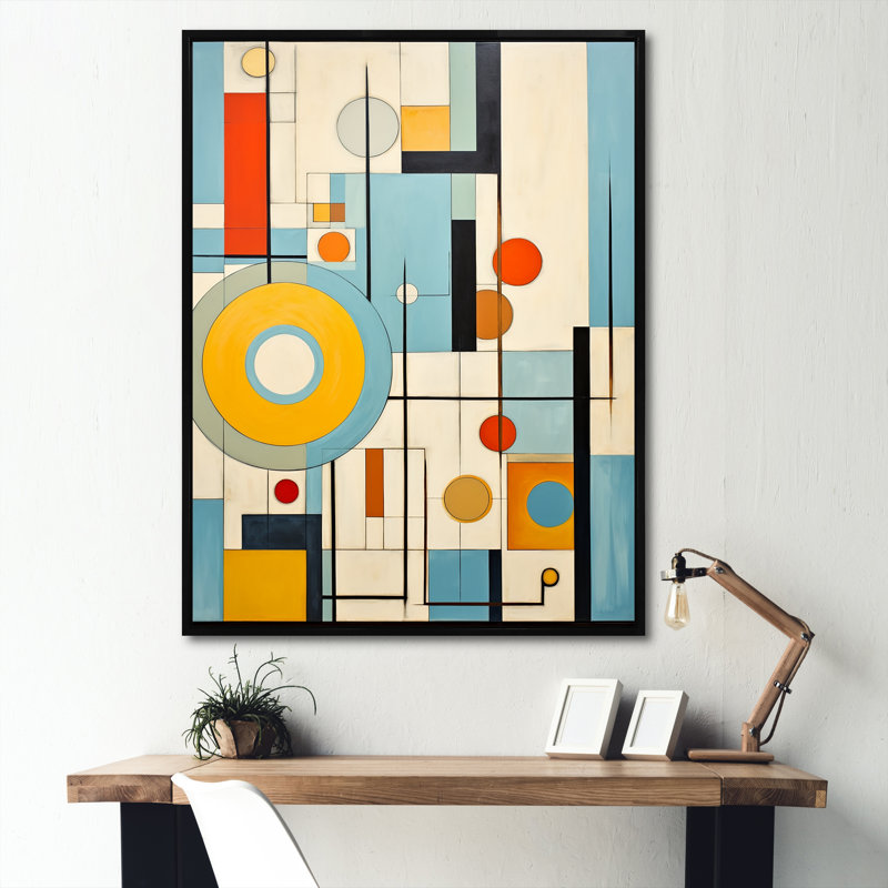 «Ilora Colorful Mid Century Mod Geometrics I», reproduction sur toile, H 20 po x l 12 po x P 1 po, Cadre flottant noir