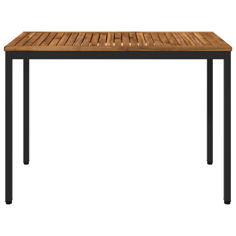 Acacia Metal Base Dining Table, Brown, Black