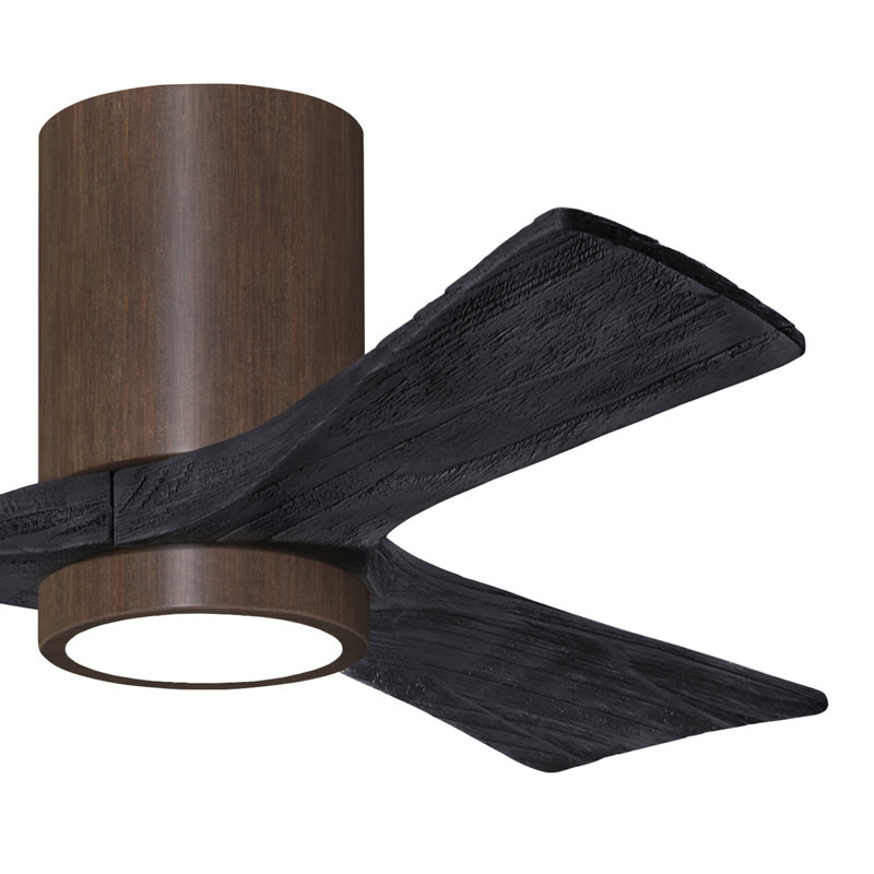Olivier à 3 pales DEL standard avec ventilateur de plafond et ensemble d'éclairage inclus, Noir mat, Noyer, 42"