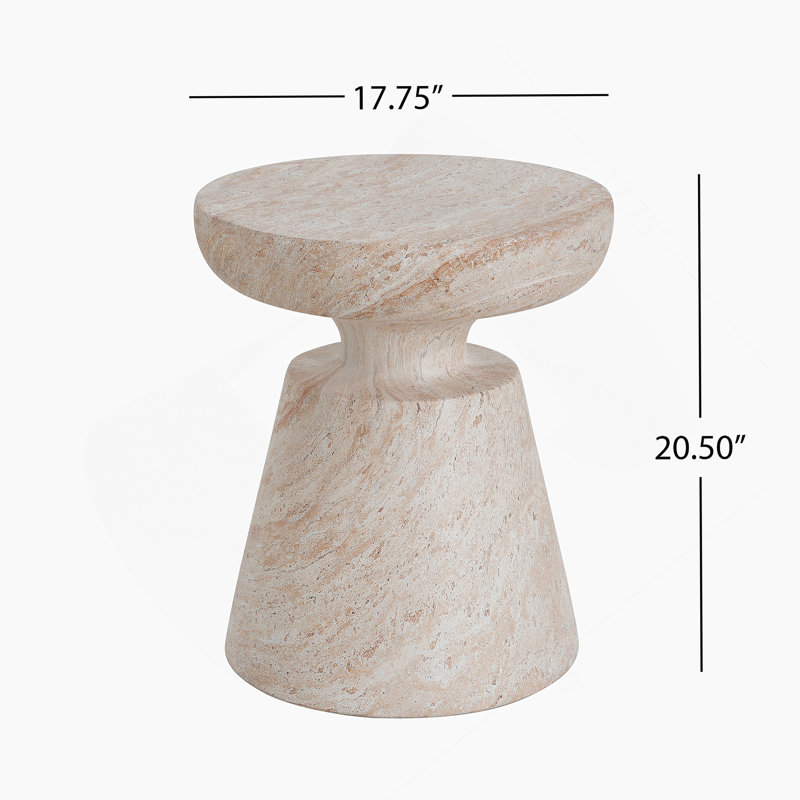 Outdoor/Indoor Lightweight Concrete Side Table,Travertine Finish
