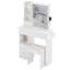 Petit meuble-lavabo de 29,2 po avec tiroir à gauche + tabouret rembourré, 2 blocs d'alimentation CA + 2 ports USB, support pour sèche-cheveux, très grand miroir coulissant à commande tactile à DEL, réglage de la luminosité tricolore, réglage de la luminosité