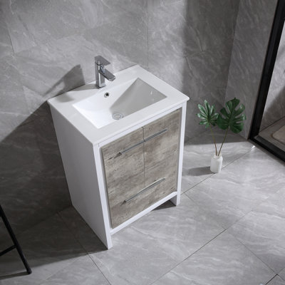 Evelyn 24 po L x 18 po P 2 portes et 1 tiroir Meuble-lavabo avec évier simple et Comptoir en Céramique