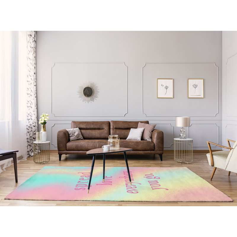 Tapis en chenille de polyester à motif multicolore Quotes Love Quotes, Rectangle 9 pi x 12 pi
