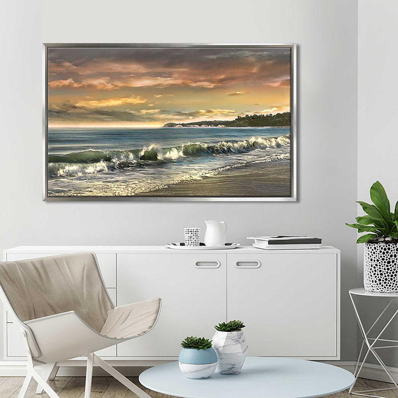 " Warm Sunset " by Mike Calascibetta, 21.5" H x 33.5" W x 2" D, Silver Floater Frame