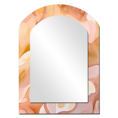 Nutshell Abstractions Abstract Watercolor II - Abstract Shapes Asymmetrical Decorative Mirror, Modern Arch Large Wall Mirror, Printed Metal Art