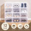 Très grand paquet de 12 boîtes à chaussures, organisateur de chaussures empilable en plastique transparent pour garde-robe